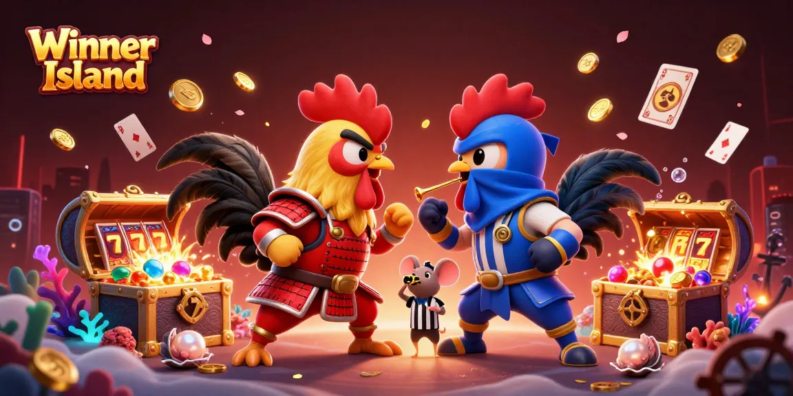 Engage in thrilling battles featuring Winner Island characters with vibrant casino elements.