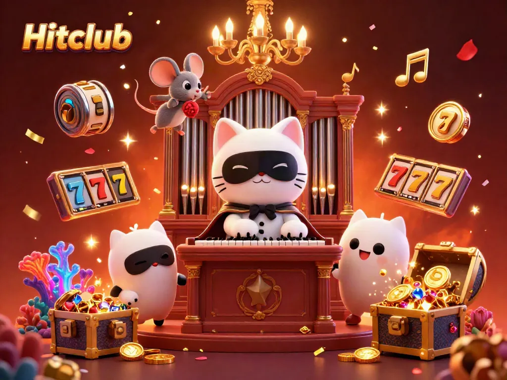 Experience Hitclub's fortune at a vibrant casino scene filled with joy and winning energy.