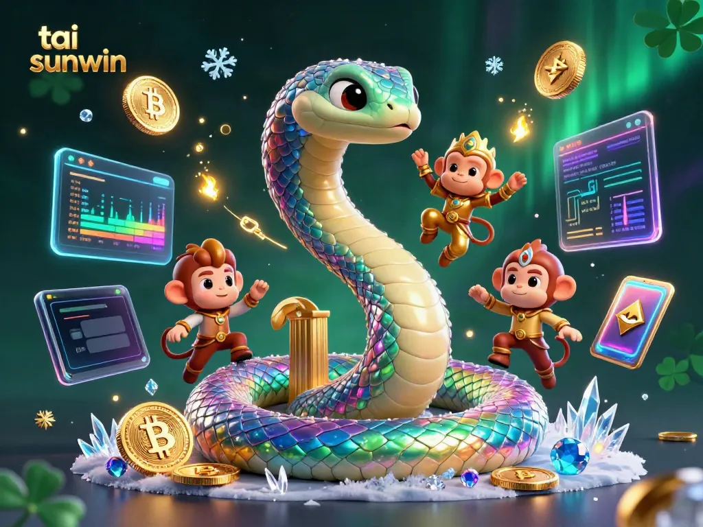 Engage in the thrilling ambiance of tai sunwin with vibrant characters and glowing game elements, showcasing casino excitement.