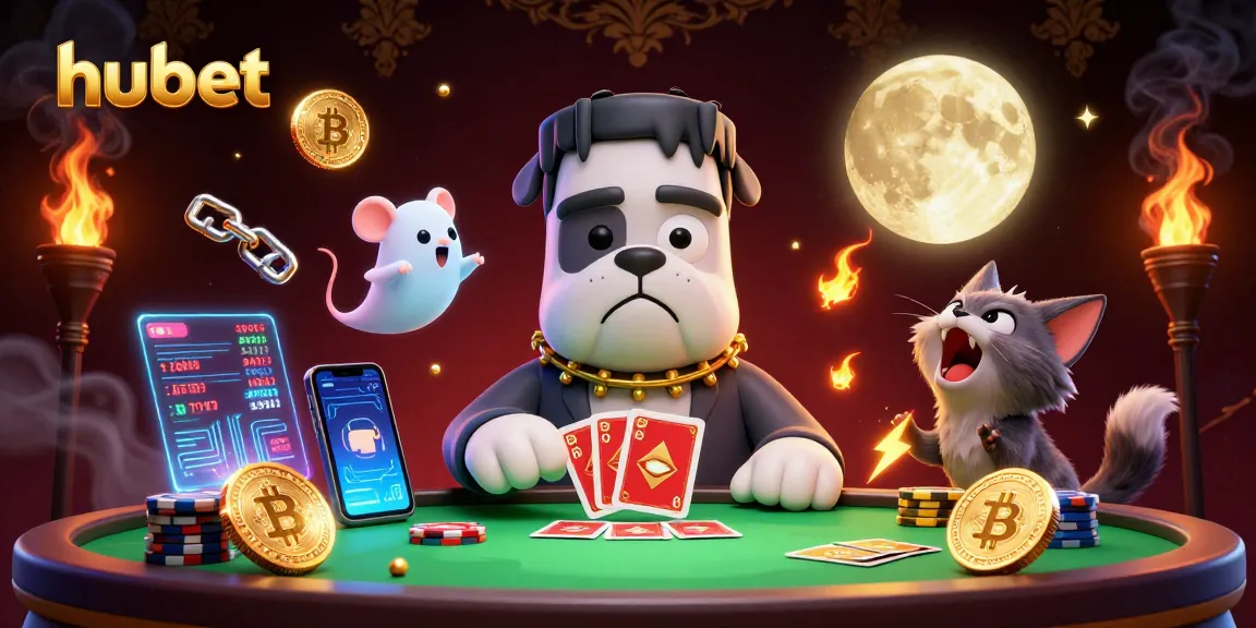 hubet features a lively casino scene with a unique bulldog dealer and playful ghost mouse.